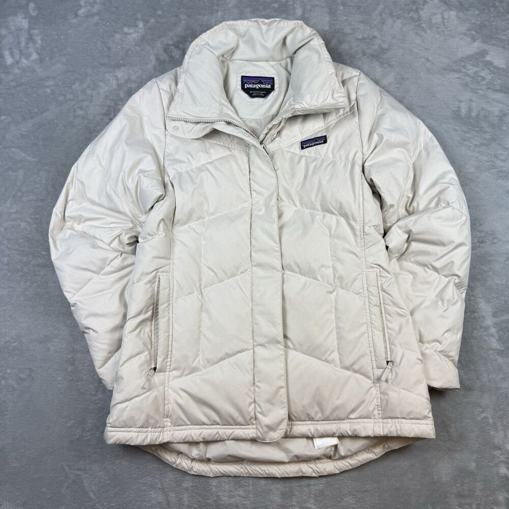 Patagonia Down With It Jacket Women’s Medium Beige 600 Fill Puffer Coat